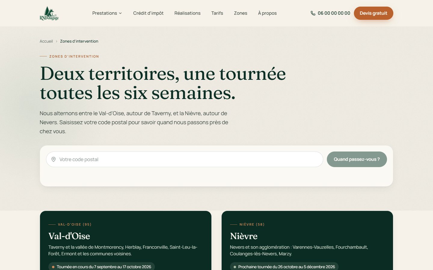 Zones d'intervention